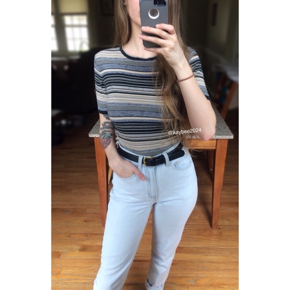 Vintage Tops - 🌿 Vtg 90’s Essential Striped Sweater Tee 🌿